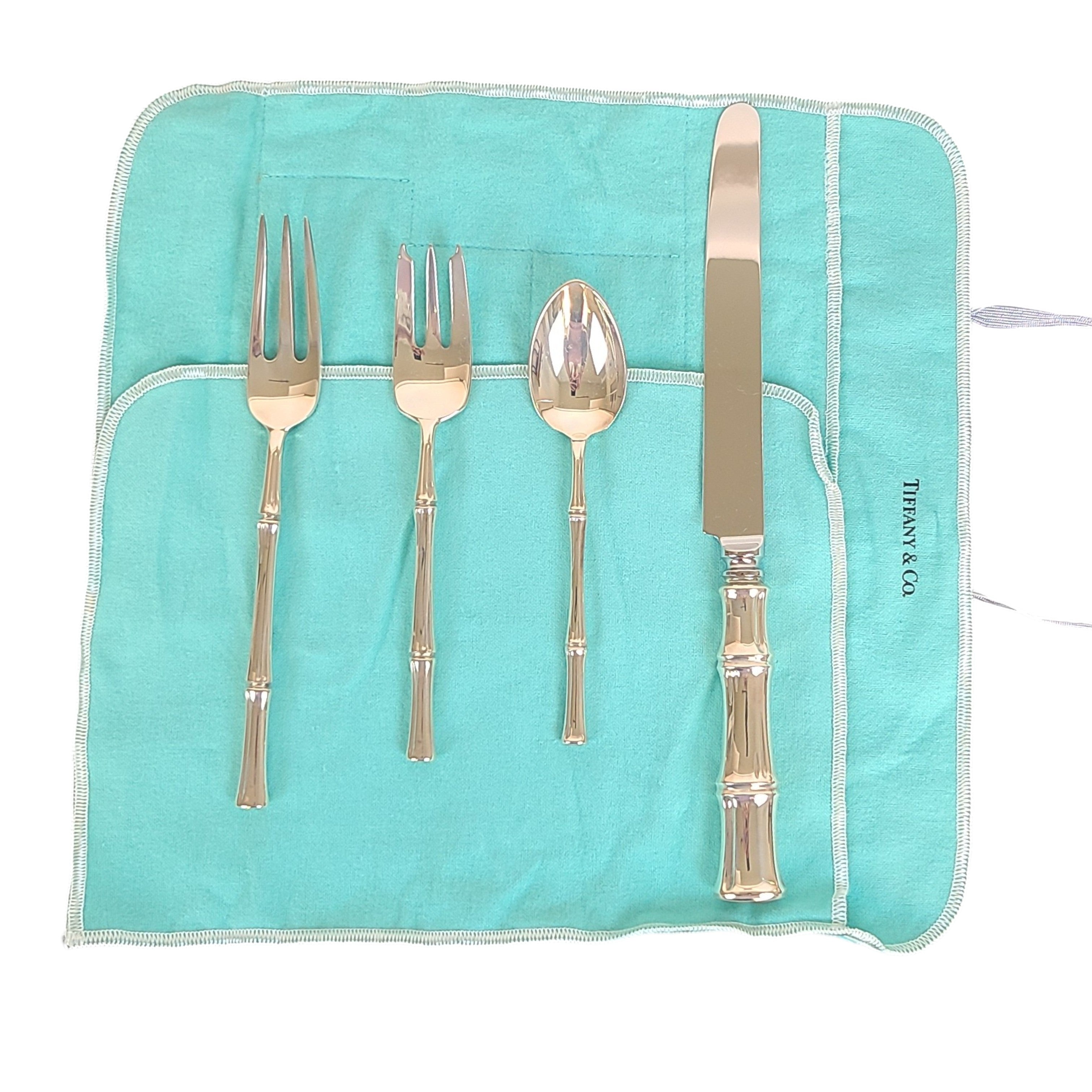 Tiffany & Co. Sterling Silver 48 Piece Silverware Set with Blue