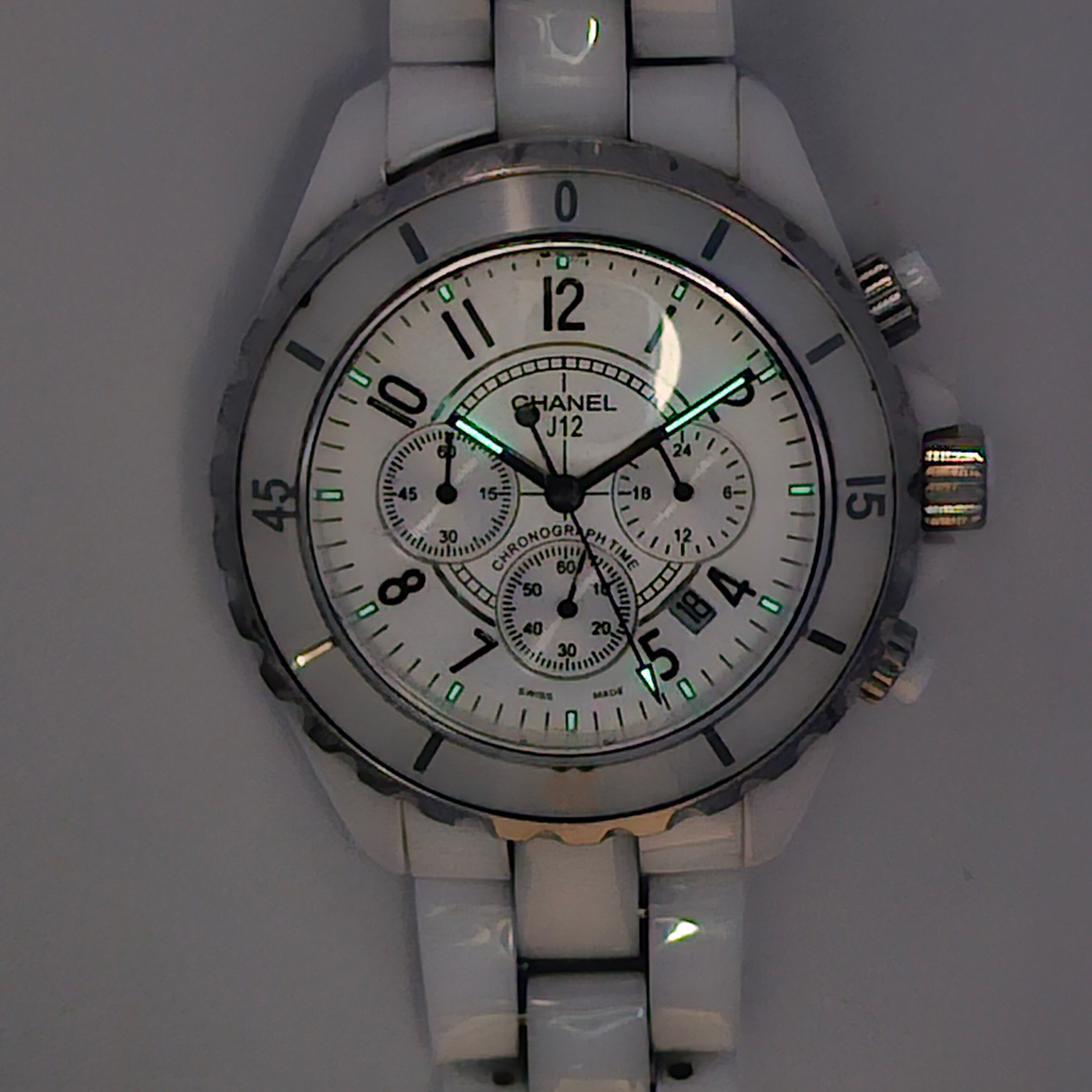 Chanel J12 Chronograph 41mm Ceramic White dial H2009