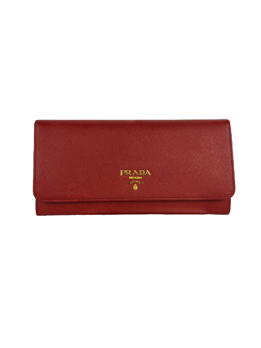 Prada Saffiano Leather Continental Wallet - Red