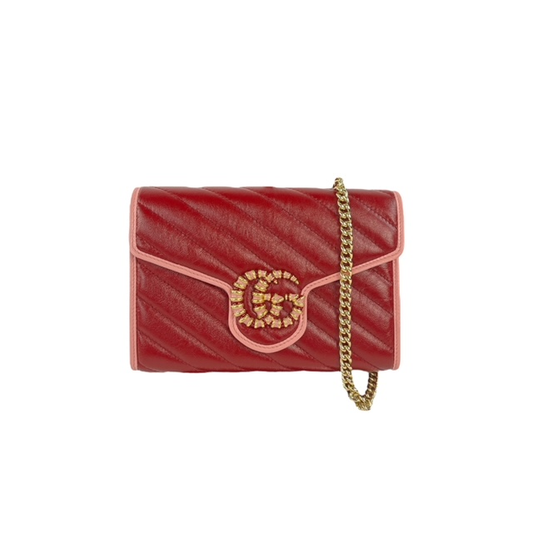 Gucci Azalea Diagonal Enamel Wallet On Chain