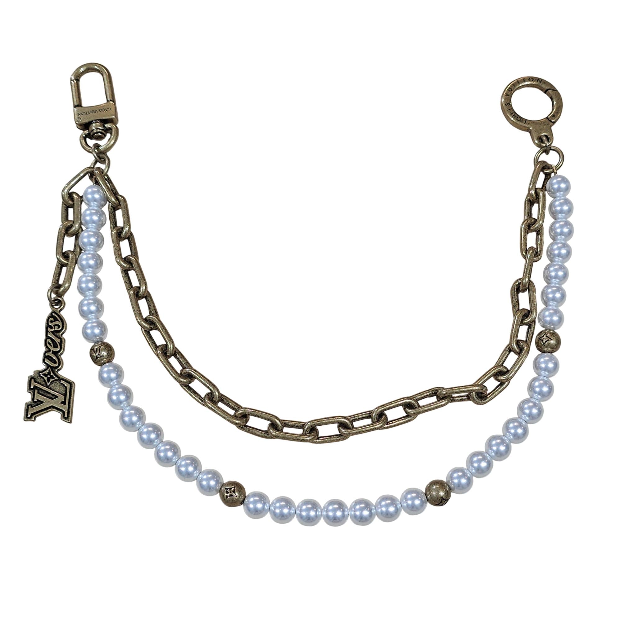 Louis Vuitton Pearl & Chain Bag Charm - Metal & Glass Pearl LV