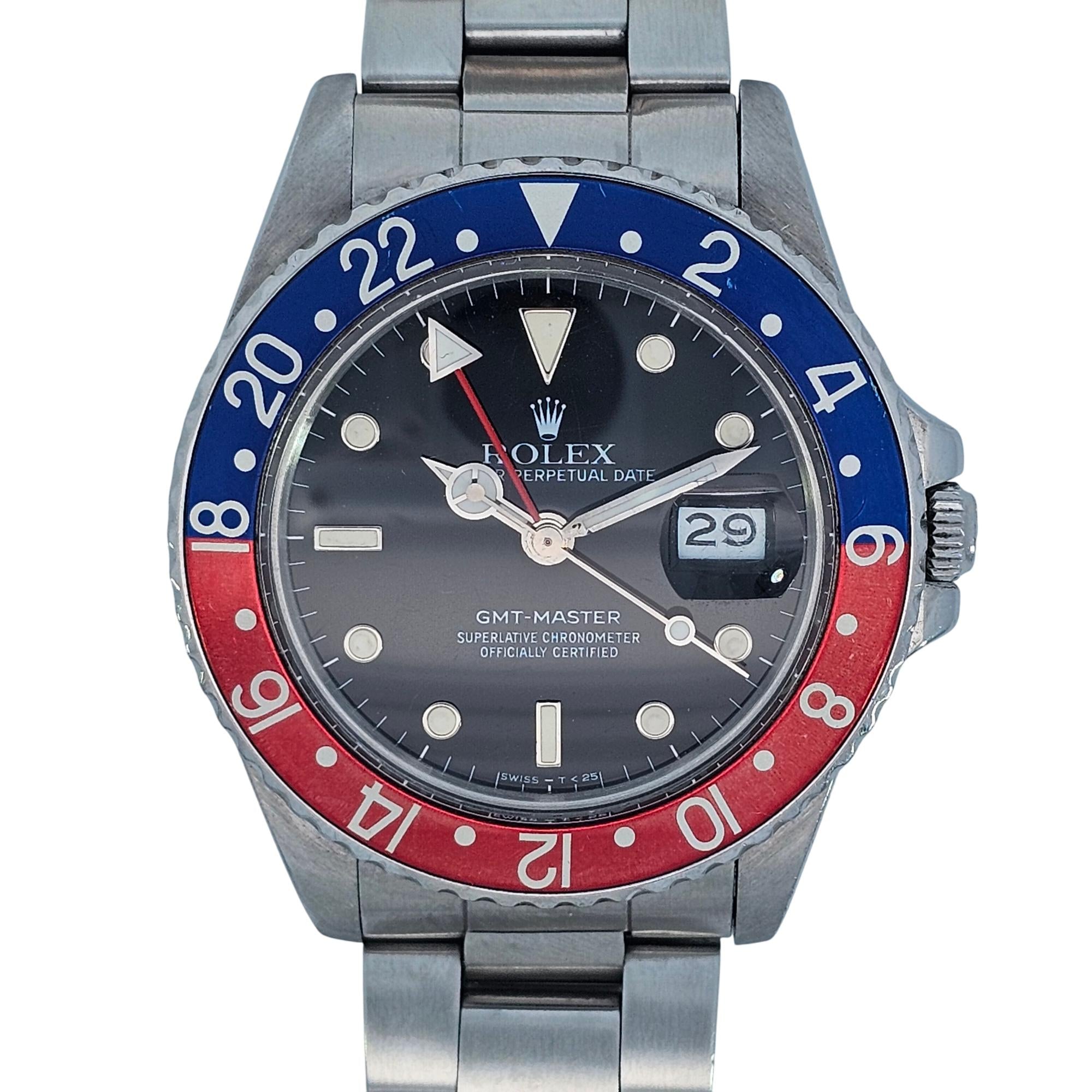 Rolex GMT-Master 'Pepsi' 40mm SS 1988 Black Dial 16750