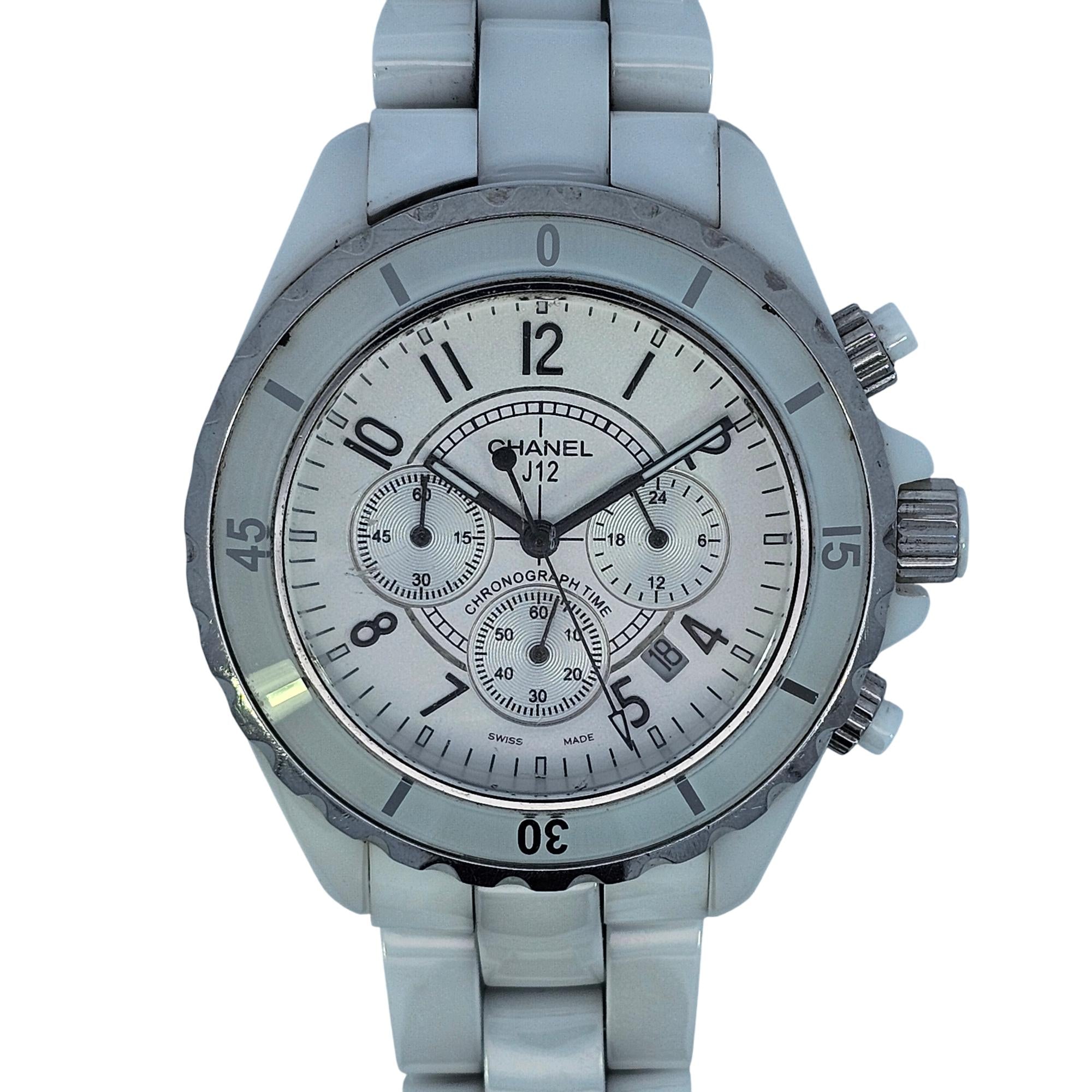 Chanel J12 Chronograph 41mm Ceramic White dial H2009