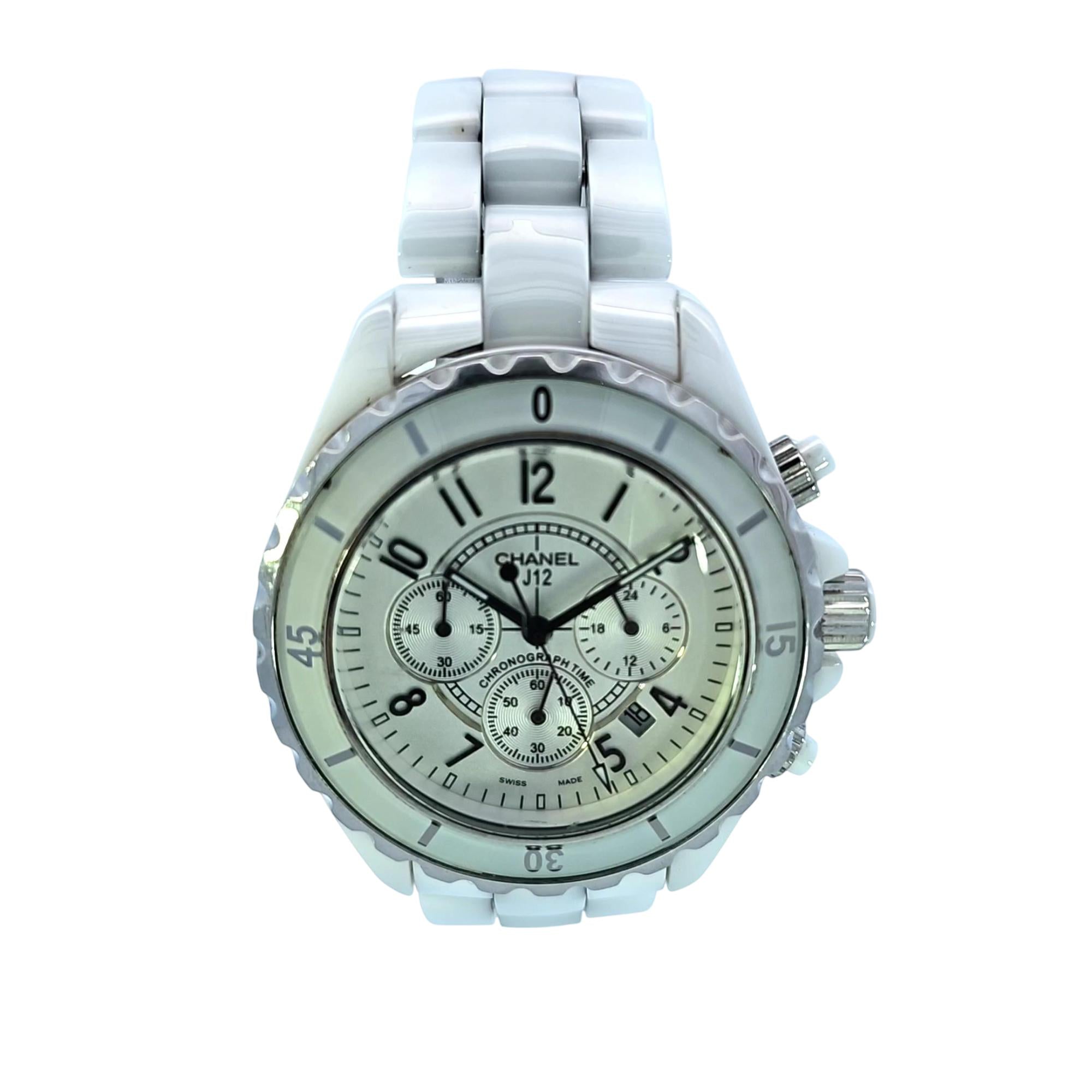 Chanel J12 Chronograph 41mm Ceramic White dial H2009