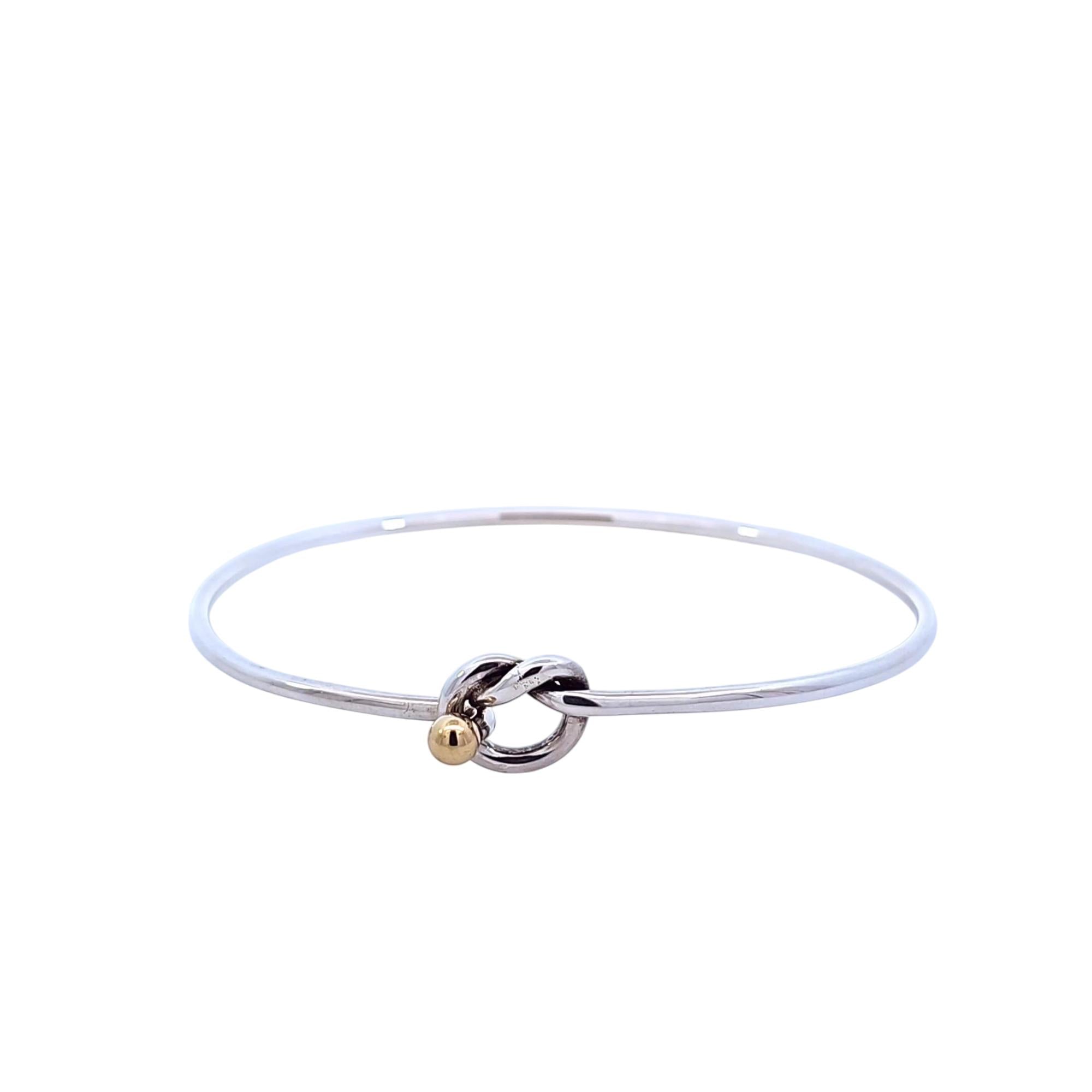 Tiffany & Co. Two Tone Love Knot Bangle Bracelet 925 Sterling