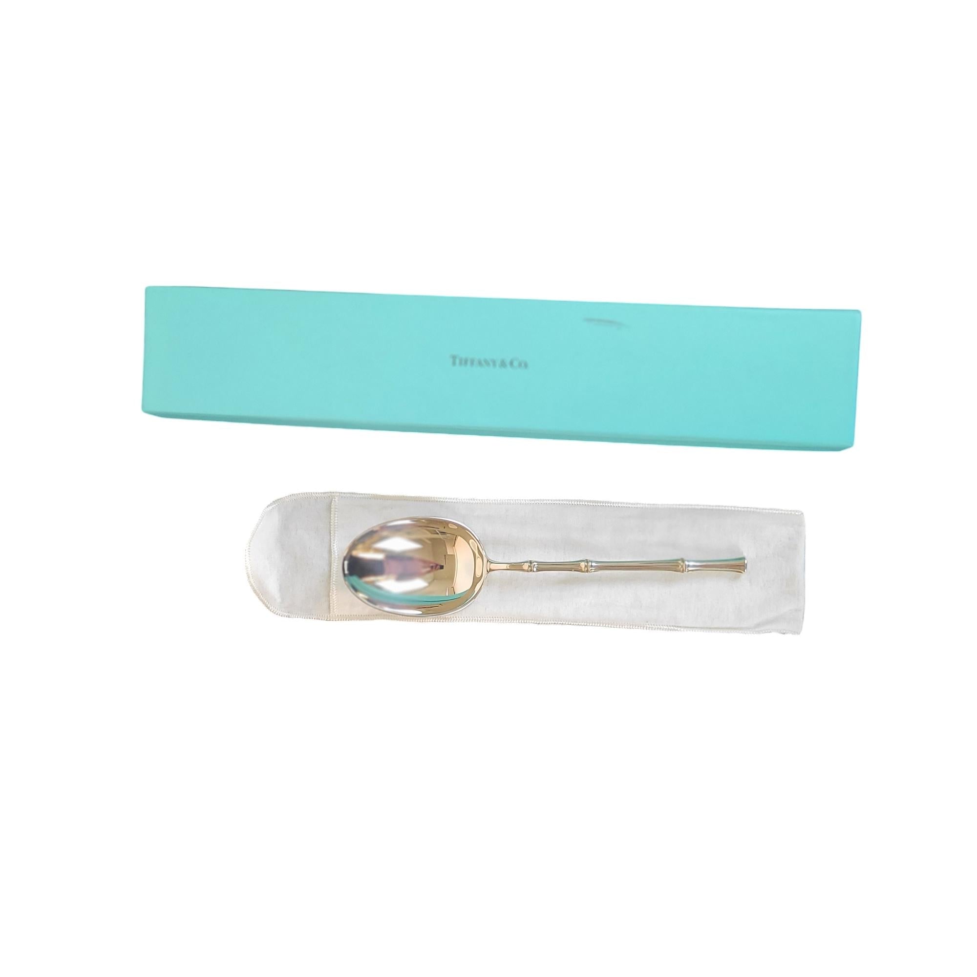 Tiffany & Co. Sterling Silver Bamboo Serving Spoon with Blue Gift Box
