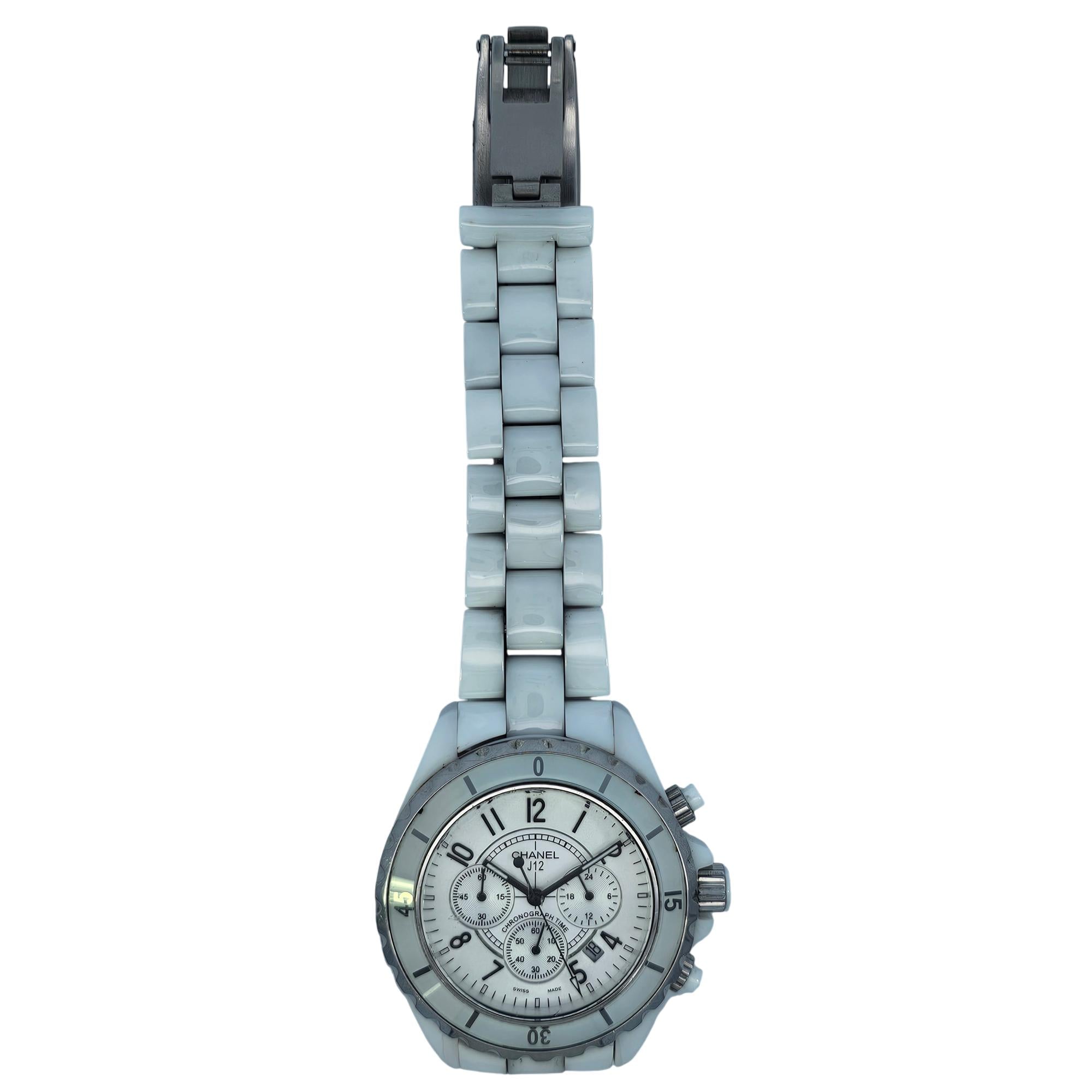 Chanel J12 Chronograph 41mm Ceramic White dial H2009