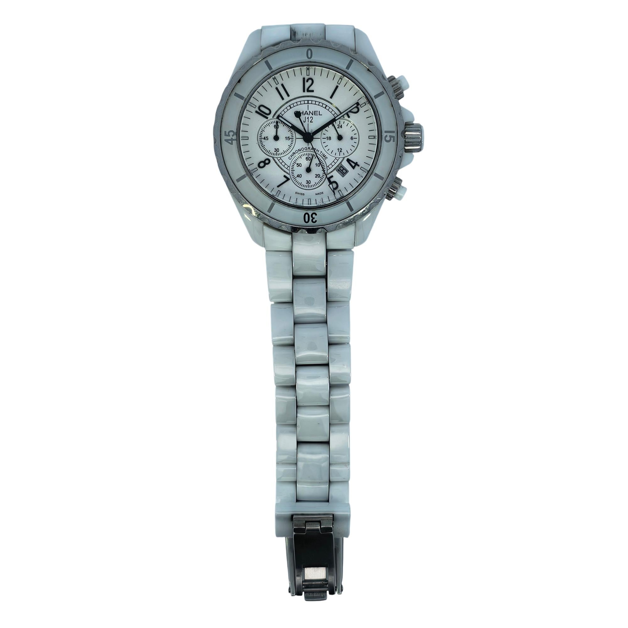 Chanel J12 Chronograph 41mm Ceramic White dial H2009