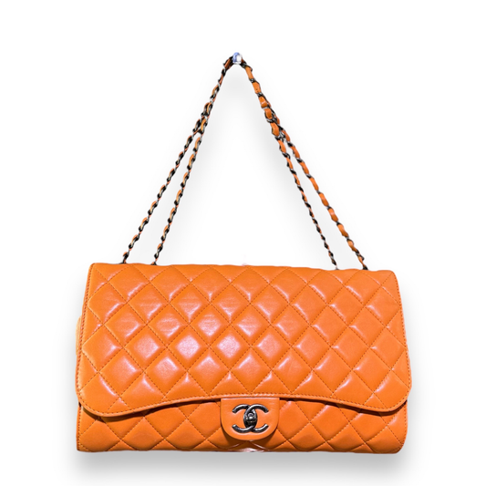 Chanel Orange Drawstring Quilted Classic Flap
