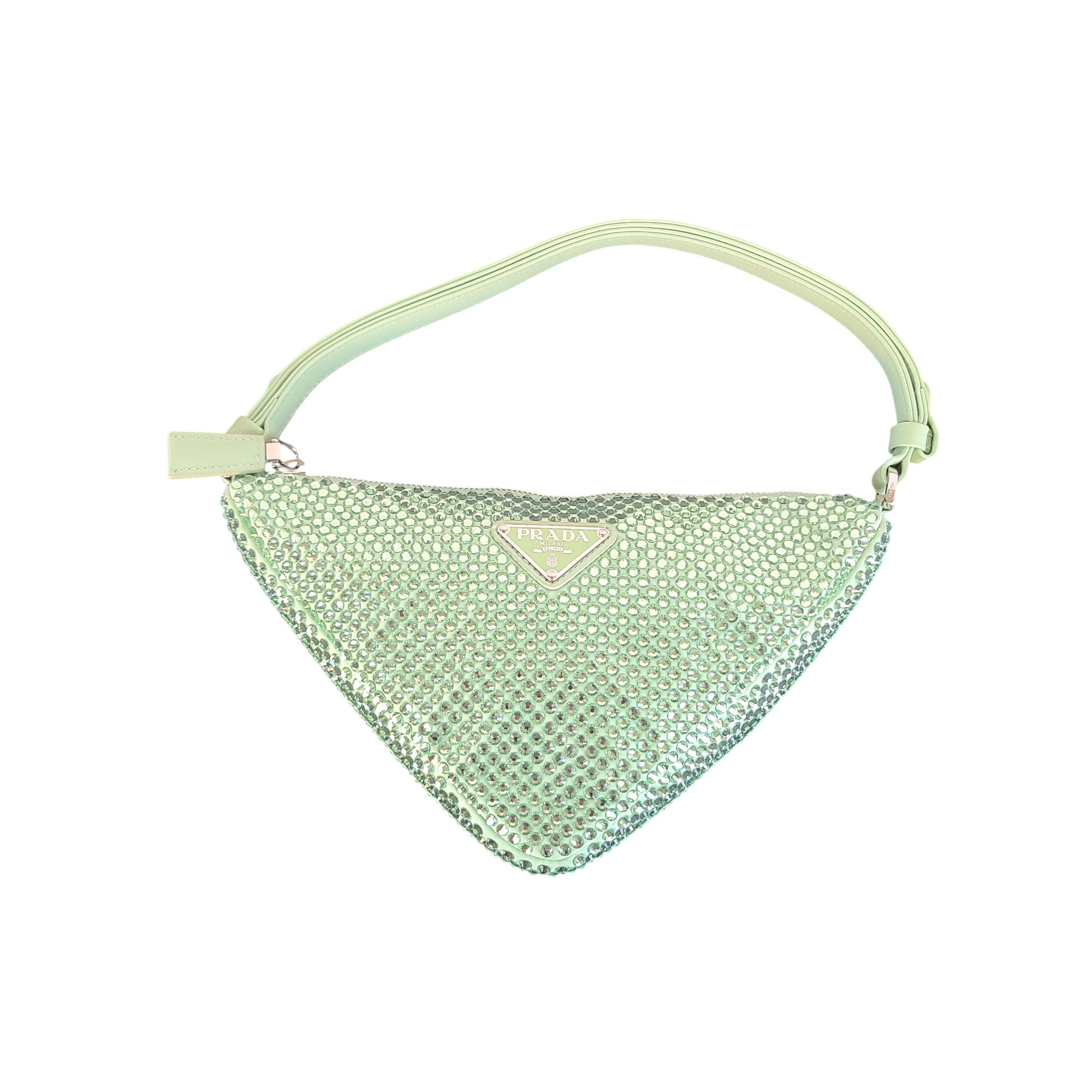 Prada Re-Edition Green Satin Crystal Mini