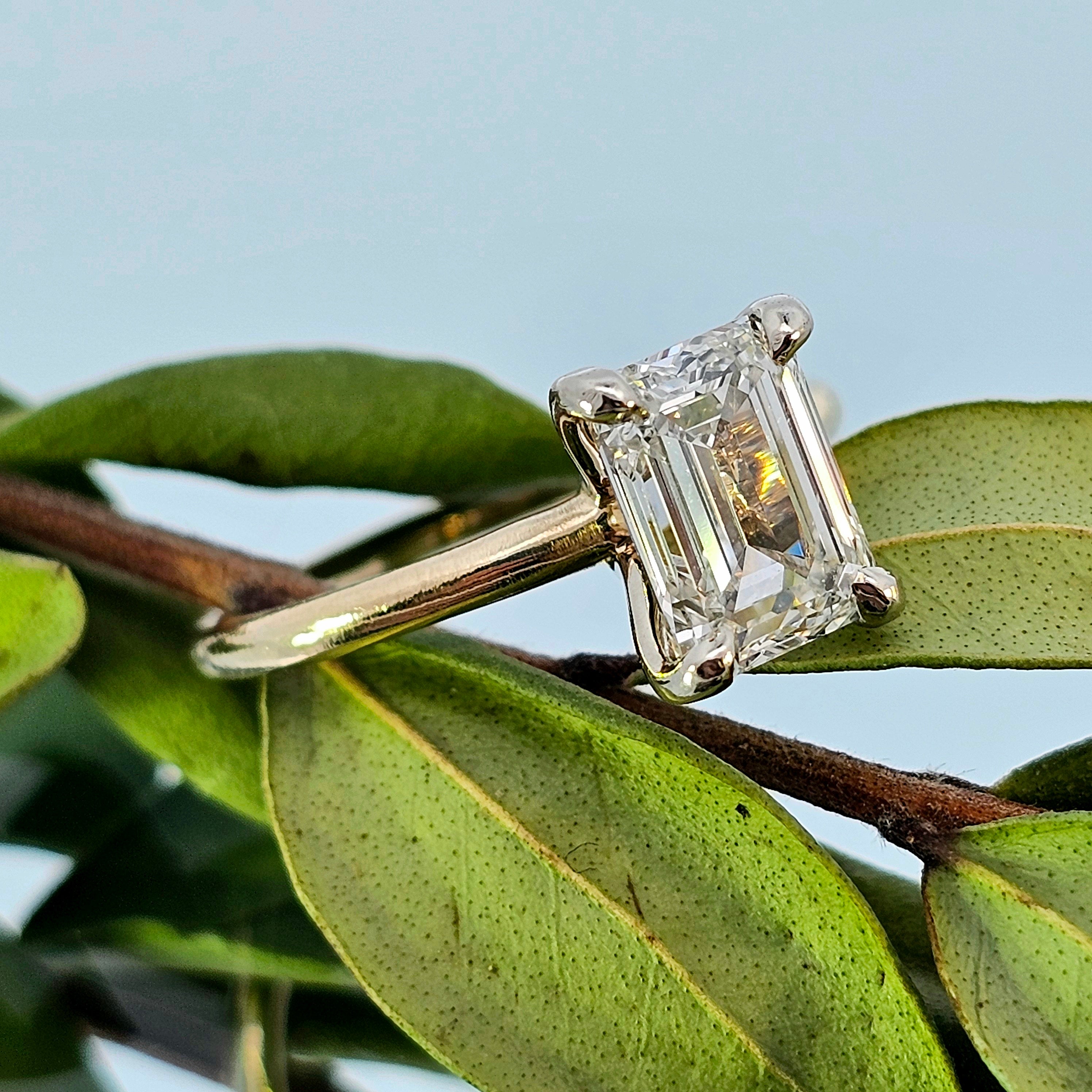 Lab Grown Diamond Emerald Cut 2ctw 14K Yellow Gold Ring