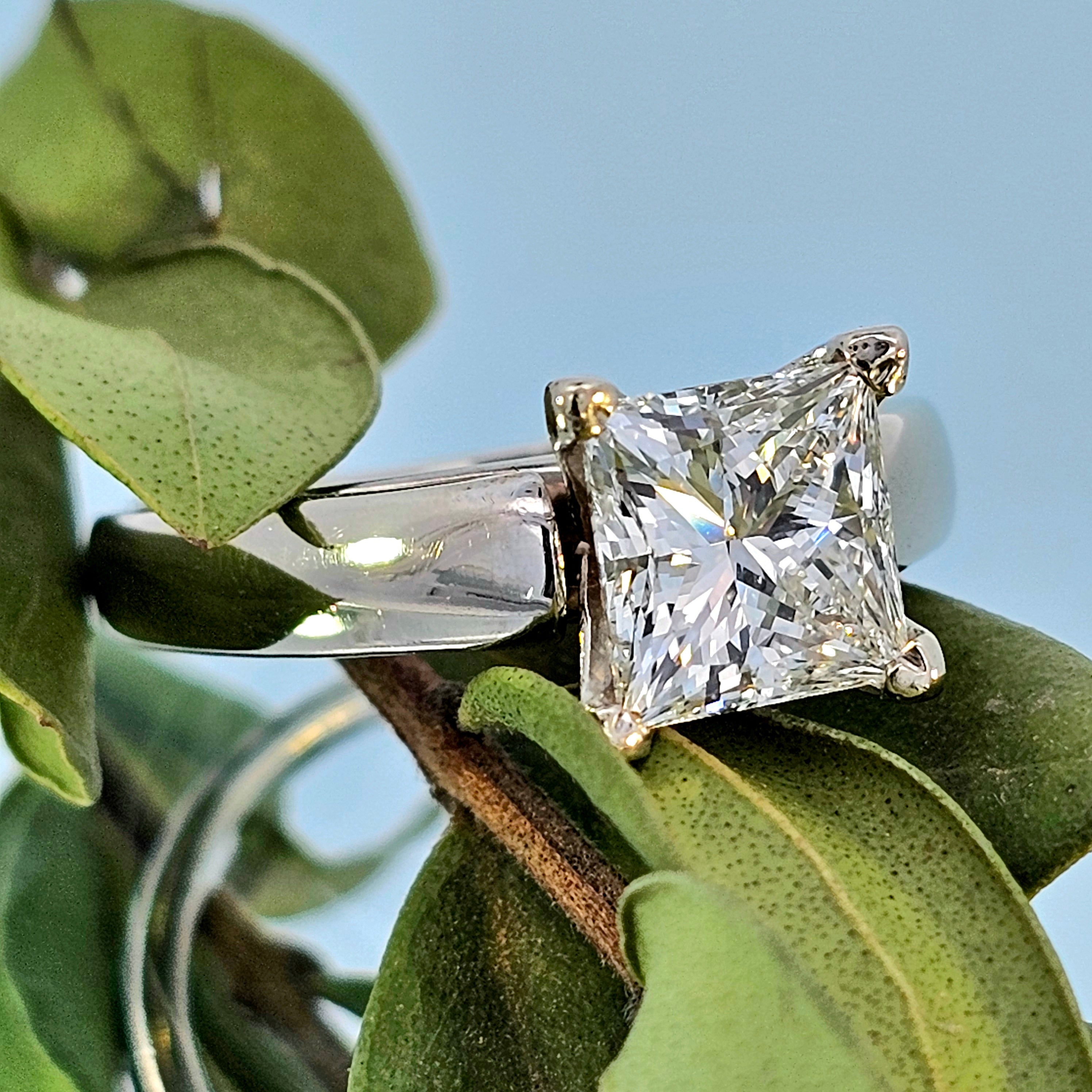 Natural Diamond Princess Cut 2ctw 14K White Gold Ring