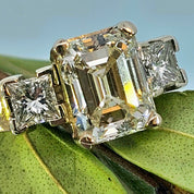 Natural Diamonds Emerald & Princess Cut 3.35tcw 14K 2-Tone Gold Ring