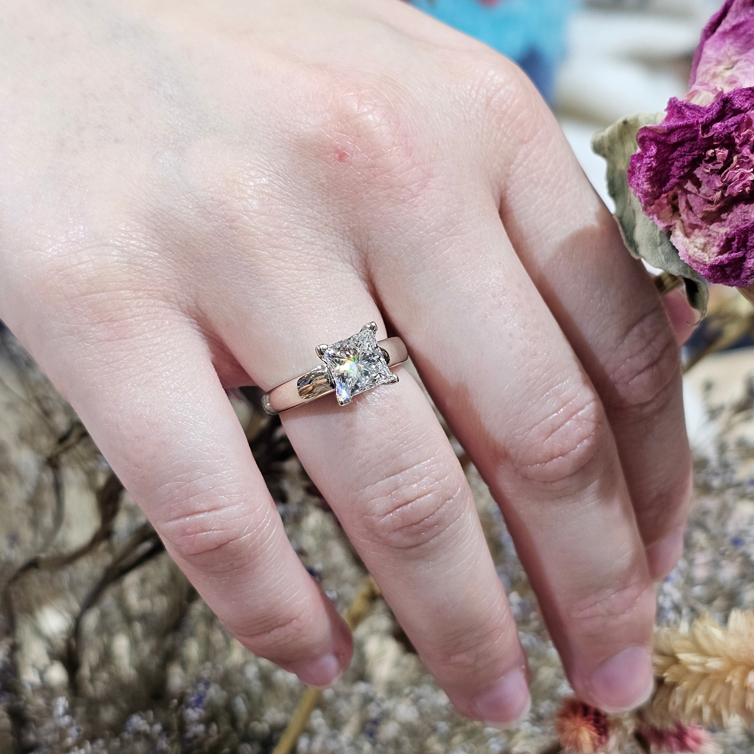 Natural Diamond Princess Cut 2ctw 14K White Gold Ring