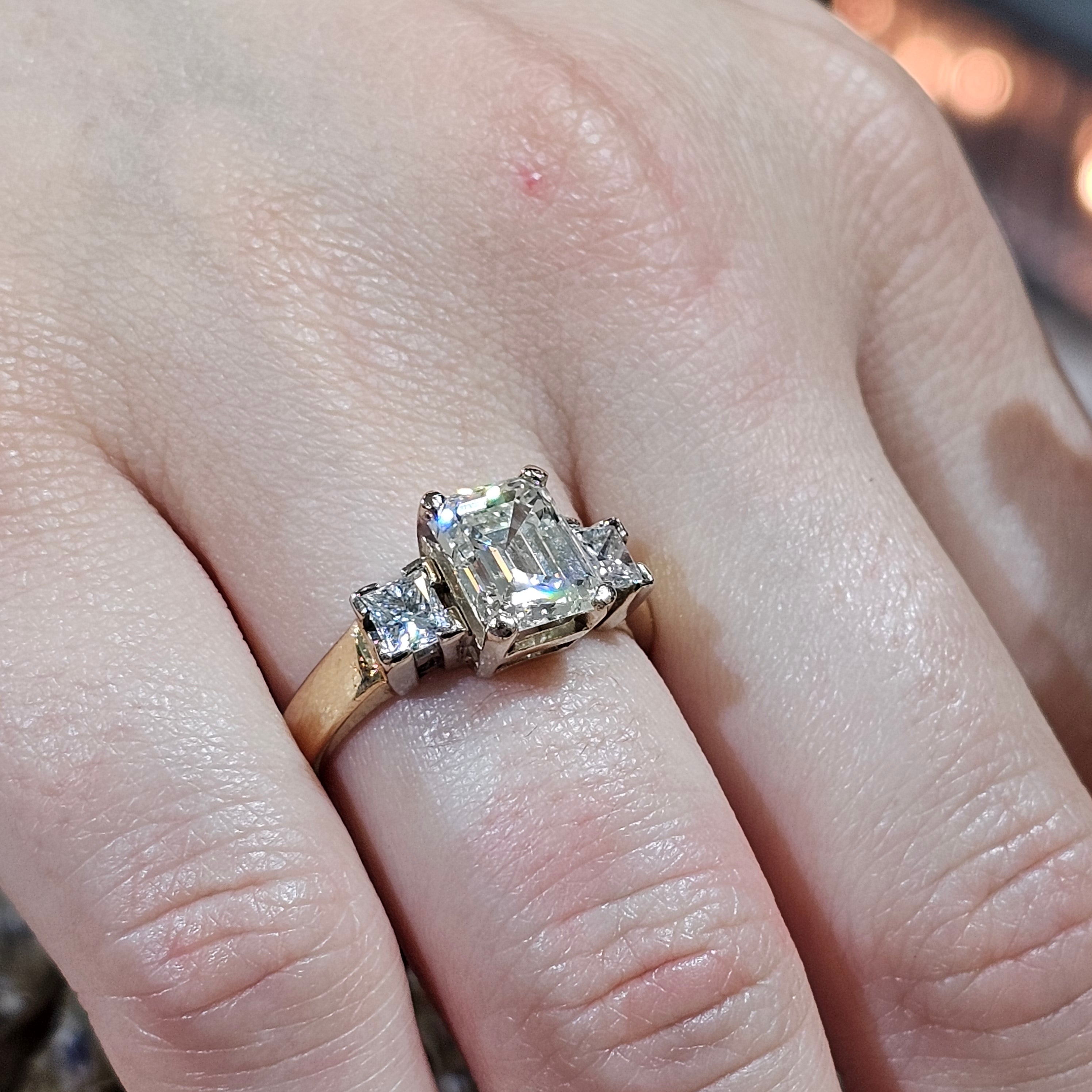 Natural Diamonds Emerald & Princess Cut 3.35tcw 14K 2-Tone Gold Ring