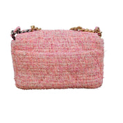 Chanel 19 Pink Tweed Small Flap Bag with Multi-Tone Chain