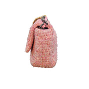 Chanel 19 Pink Tweed Small Flap Bag with Multi-Tone Chain