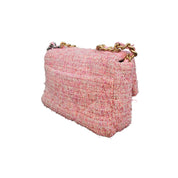 Chanel 19 Pink Tweed Small Flap Bag with Multi-Tone Chain