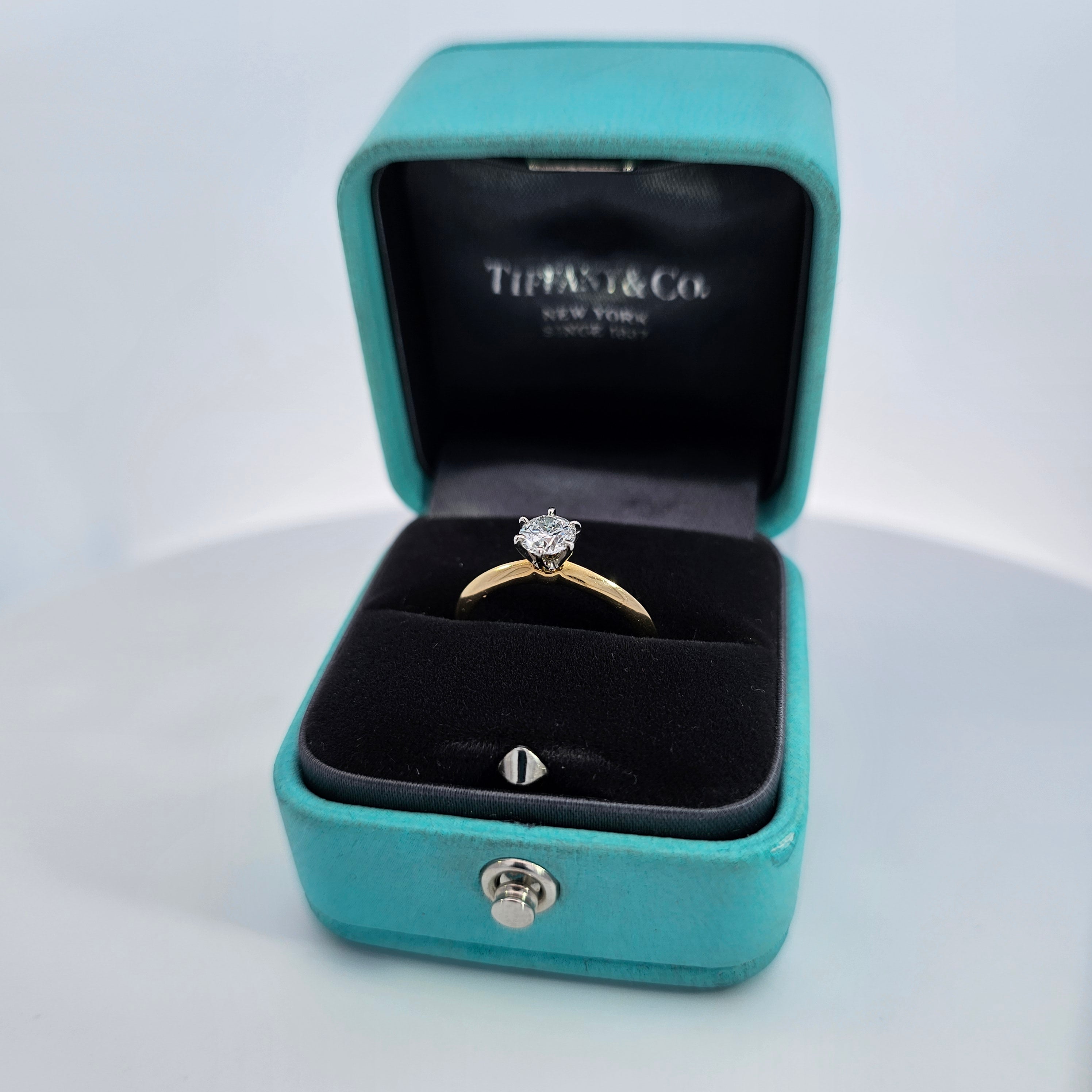 Tiffany & Co. Yellow Gold & Platinum Diamond Solitaire Ring .49ctw 18k