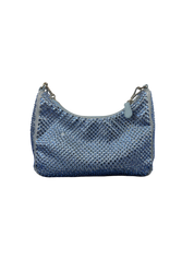 Prada Re-Edition 2000 Satin Crystal Mini Hobo Bag