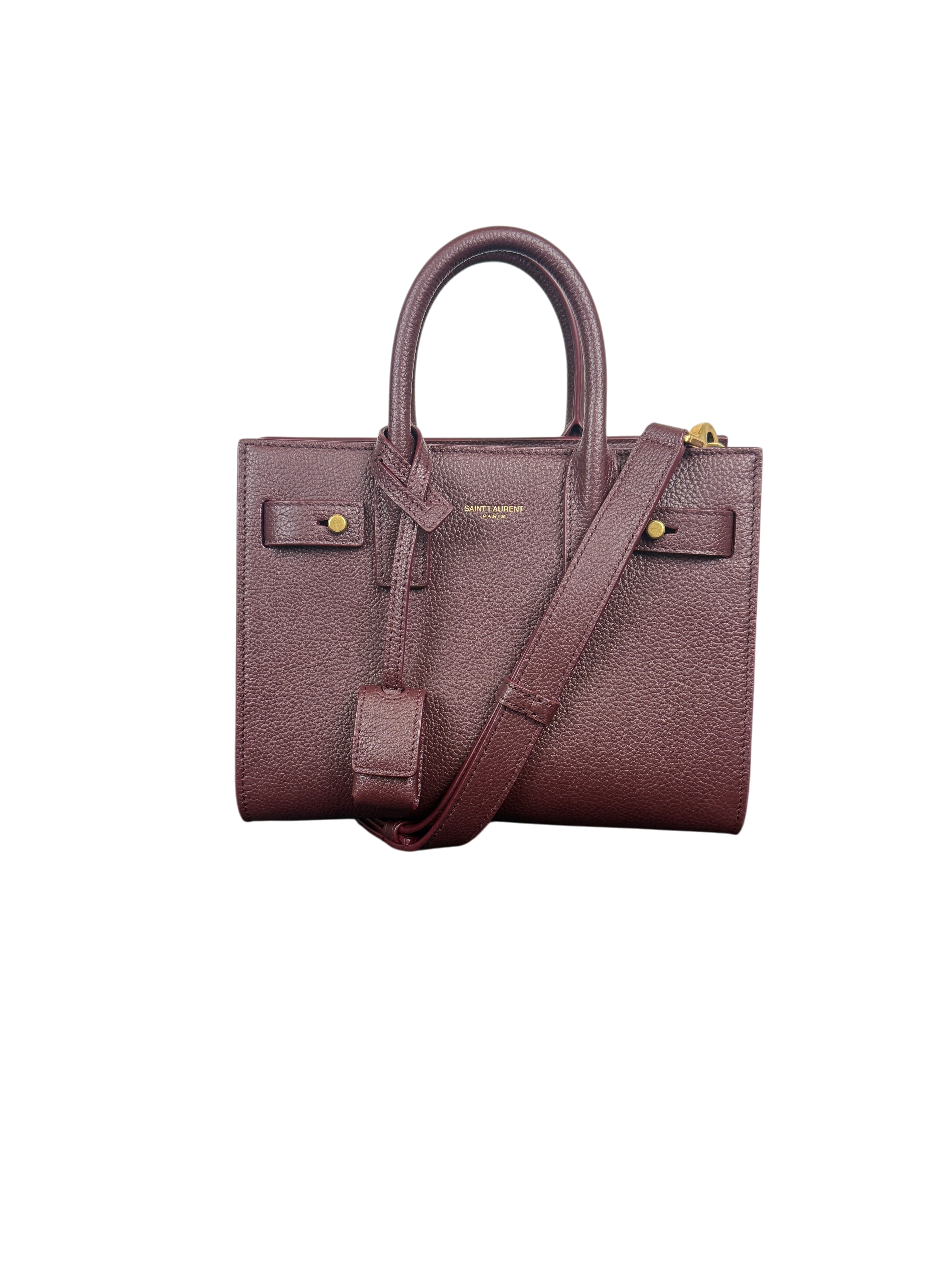 Saint Laurent Sac de Jour Nano Top Handle Bag in Bordeaux
