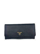 Prada Saffiano Continental Wallet - Blue