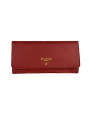 Prada Saffiano Leather Continental Wallet - Red