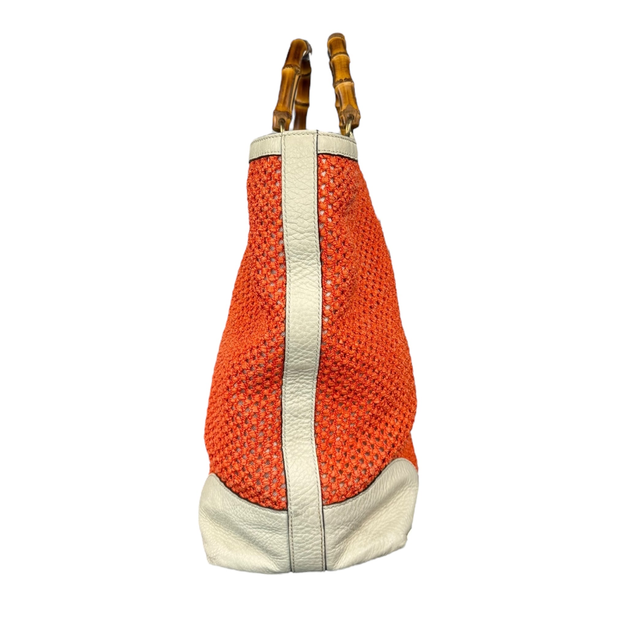 Gucci Raffia Bamboo Shopper Tote