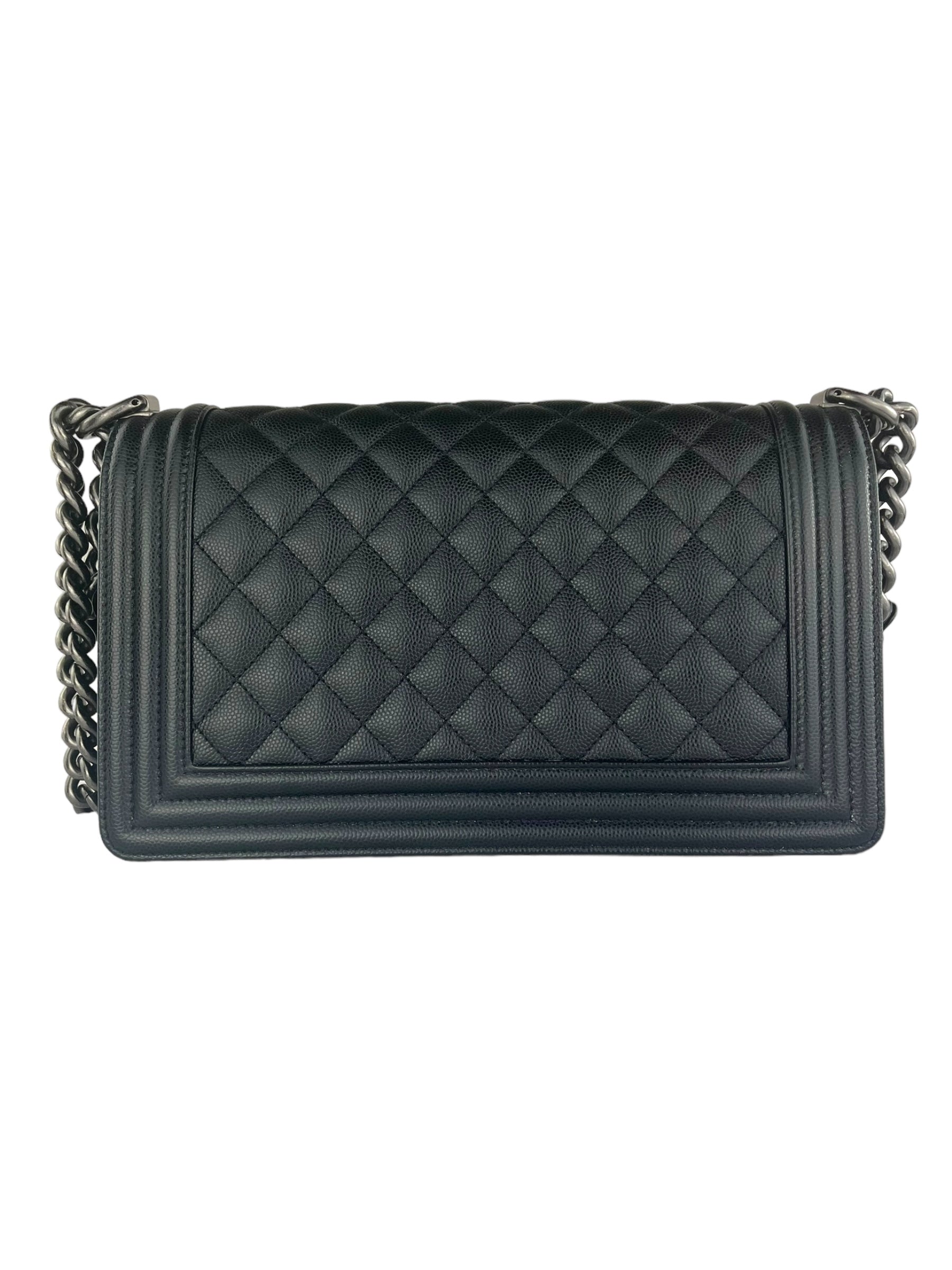 Chanel Boy Bag Old Medium Black Caviar