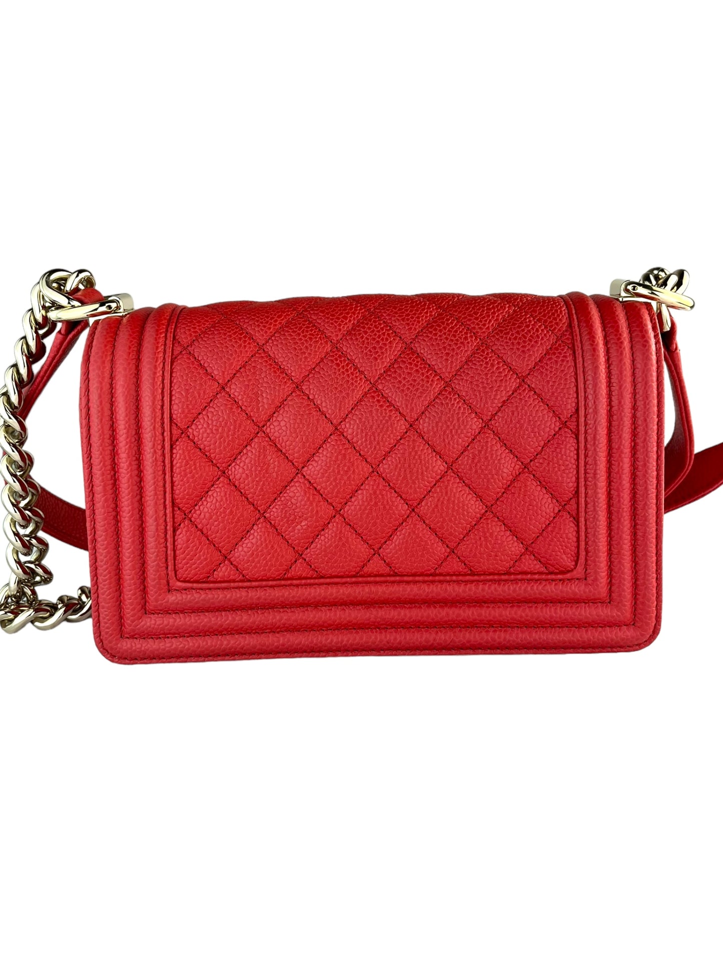 Chanel Boy Bag Red Caviar Small