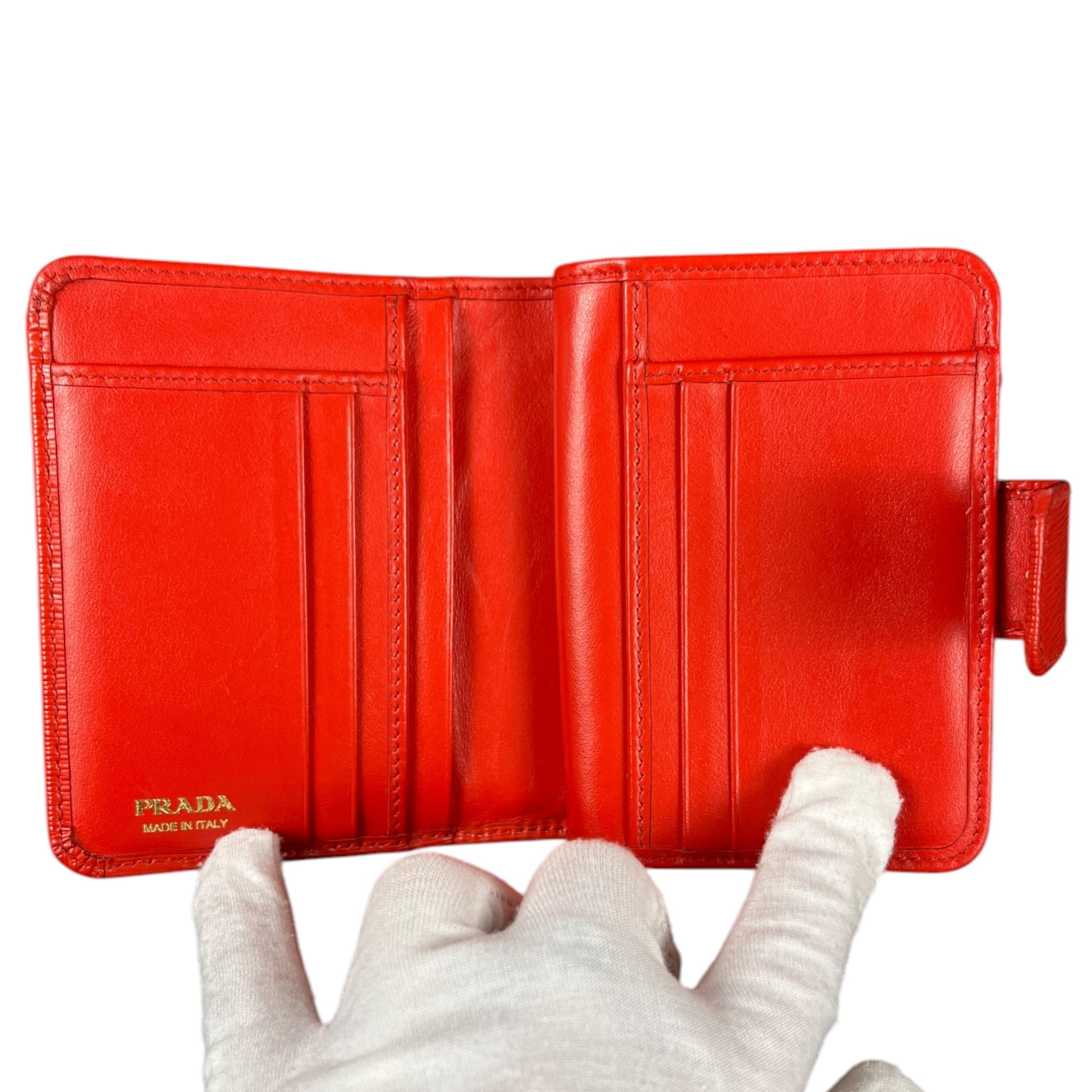Prada Bifold Saffiano Leather Wallet with Coin Pouch