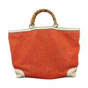 Gucci Raffia Bamboo Shopper Tote
