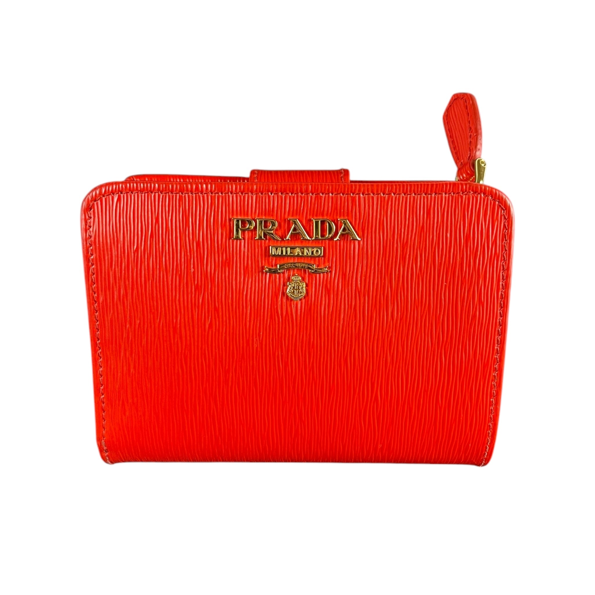 Prada Bifold Saffiano Leather Wallet with Coin Pouch