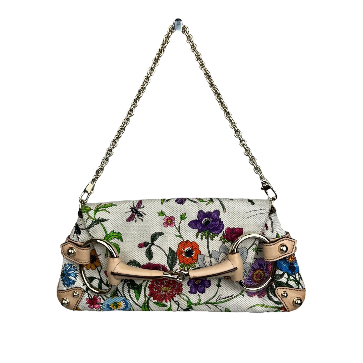 Gucci Canvas Floral Horsebit Clutch