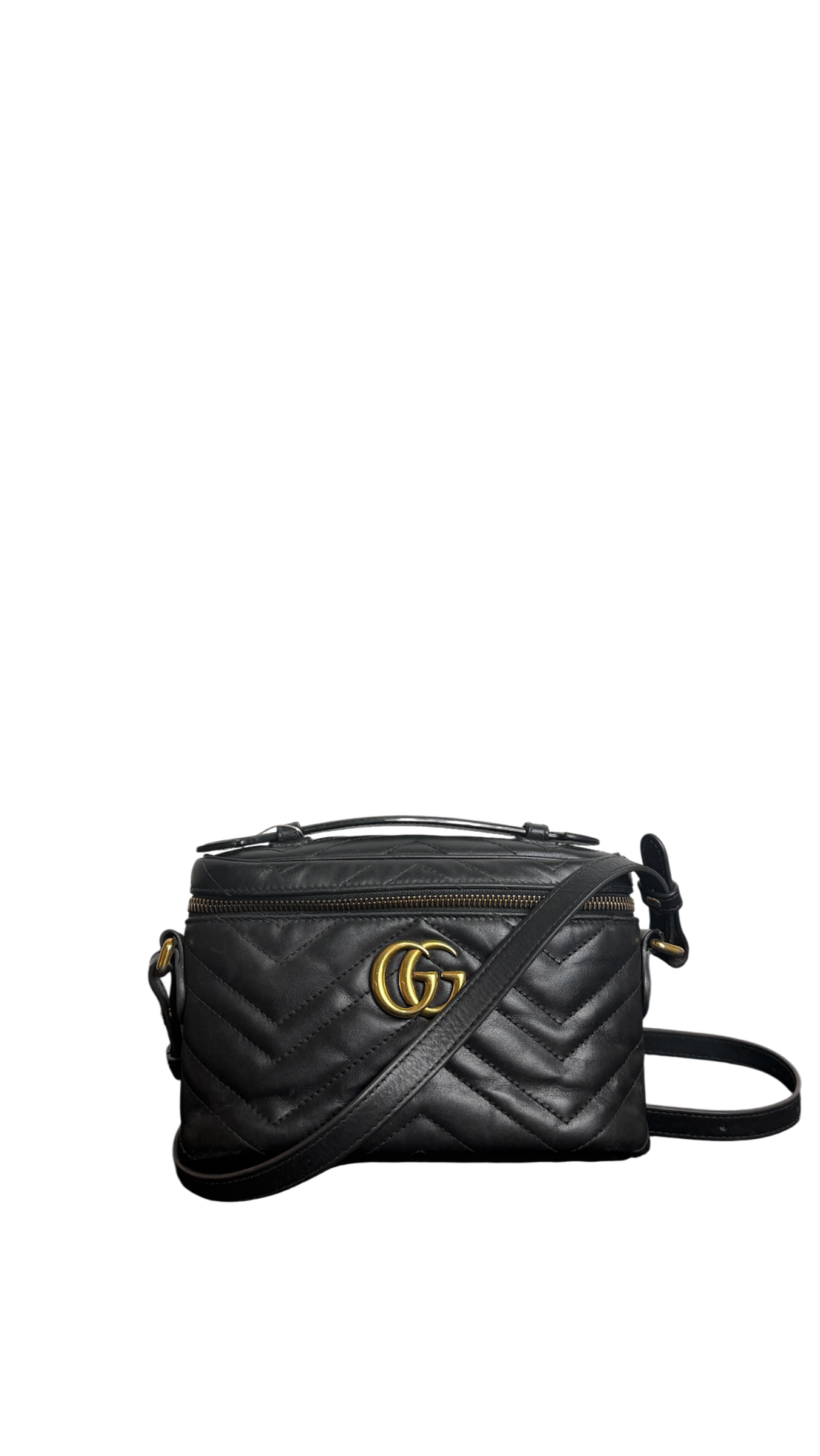 Gucci GG Marmont Mini Black Quilted Leather Crossbody Bag