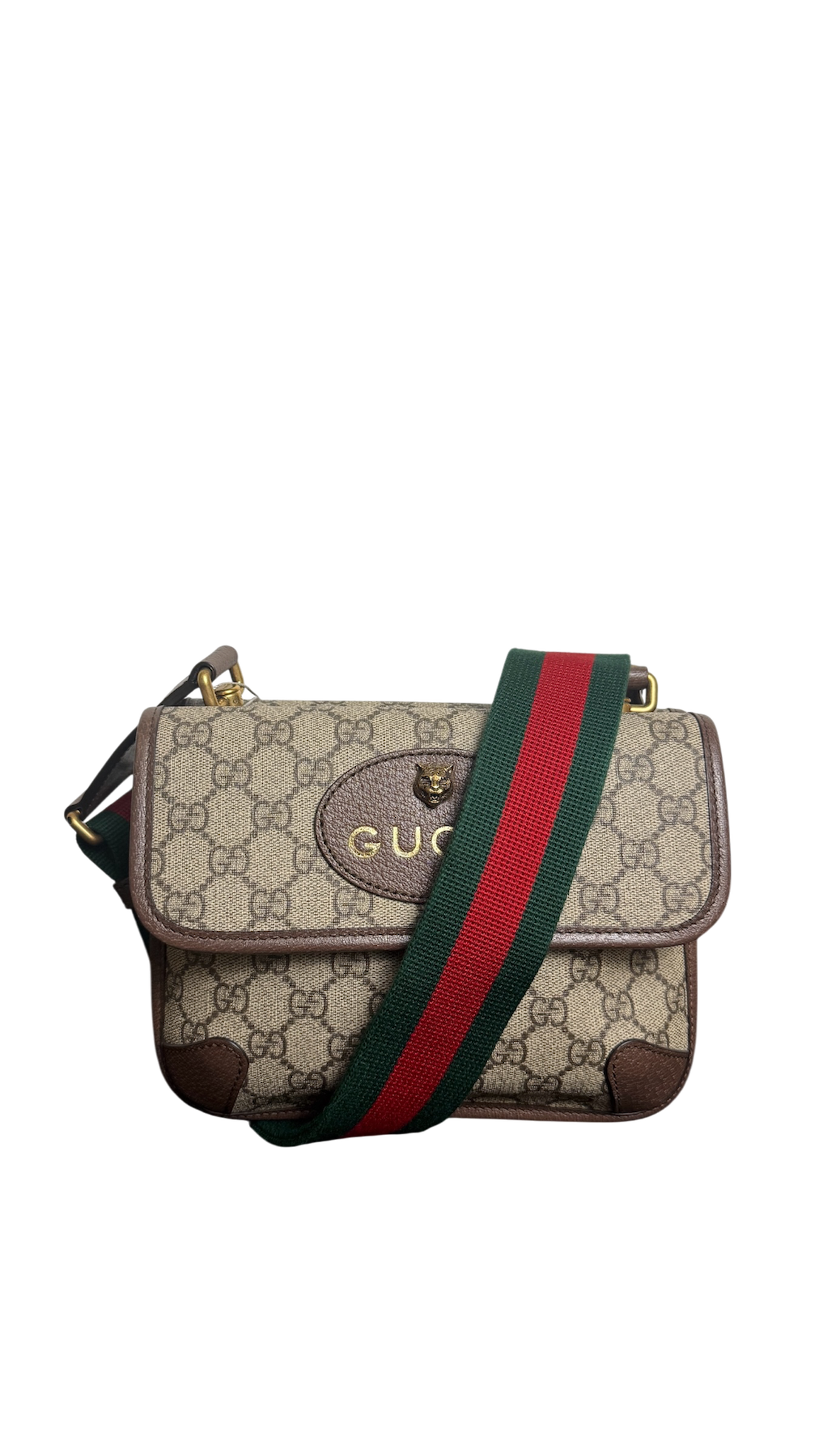 Gucci GG Supreme Monogram Web Small Neo Vintage Double Flap Bag