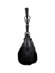 Prada Soft Calfskin Buckle Hobo Bag Black Leather