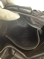 Prada Soft Calfskin Buckle Hobo Bag Black Leather