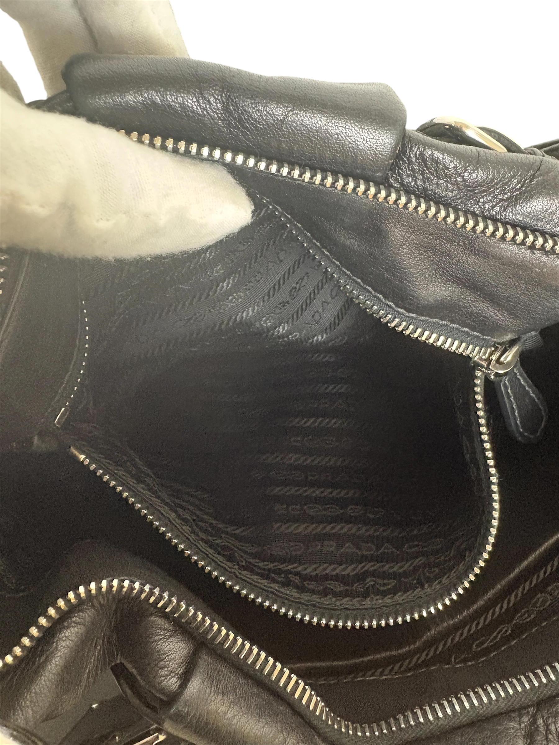 Prada Soft Calfskin Buckle Hobo Bag Black Leather
