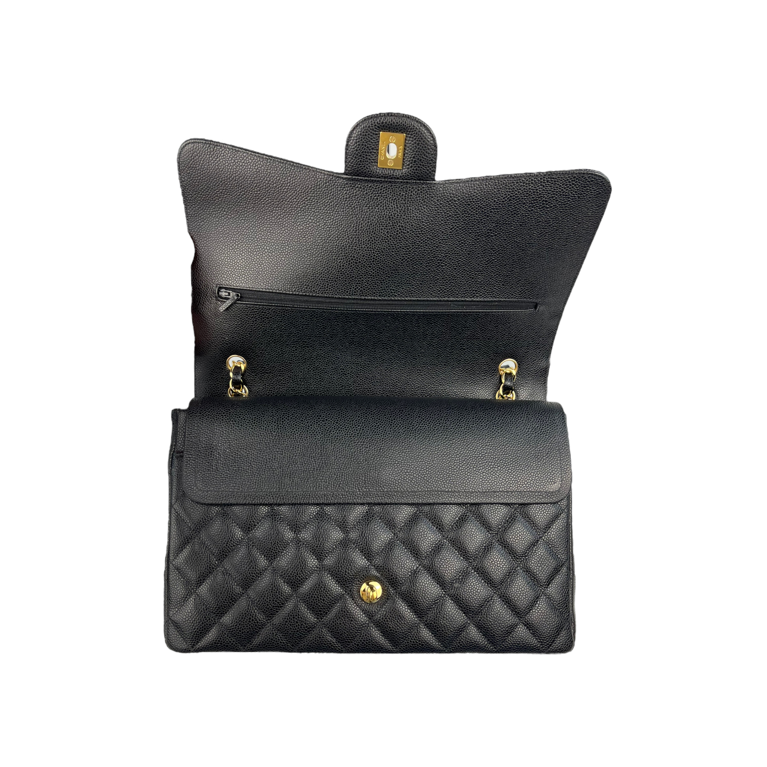 Chanel Double Flap Maxi Black Caviar with Gold Hardware - Bags