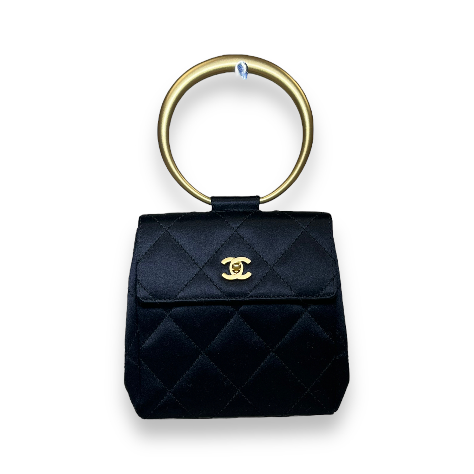 Chanel Vintage Metallic Gold Quilted Lambskin CC Top Handle Mini
