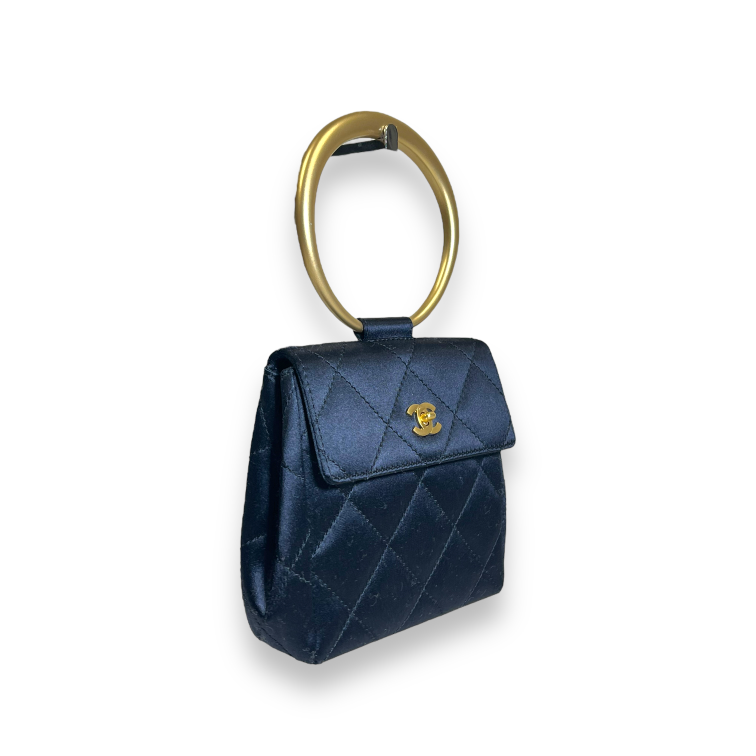 CHANEL Ring Handle CC Flap Bag Quilted Metallic Calfskin Mini