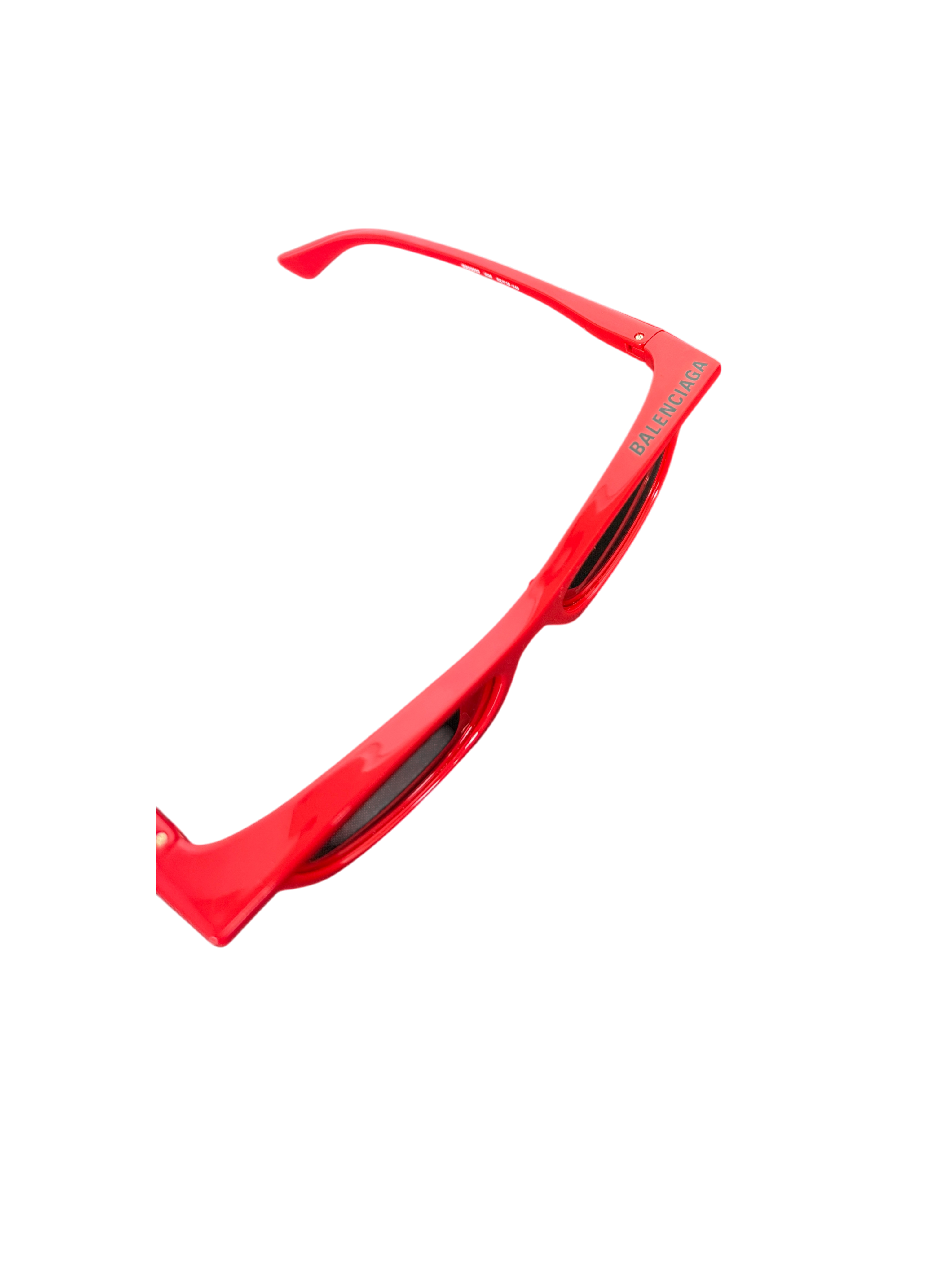 Balenciaga BB0099S 006 Red Rectangular Sunglasses