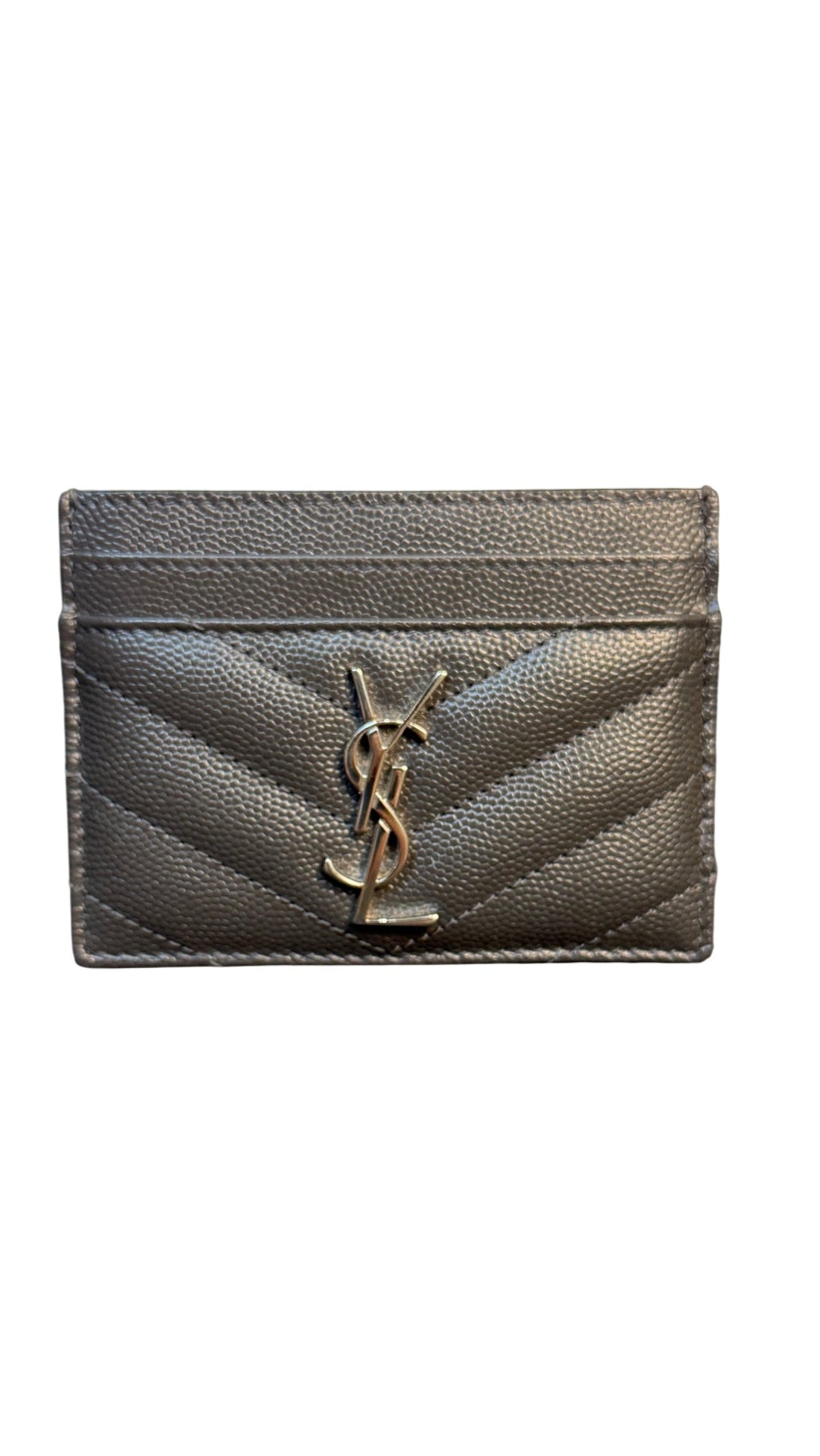 Saint Laurent Cassandre Gray Matelassé Card Holder