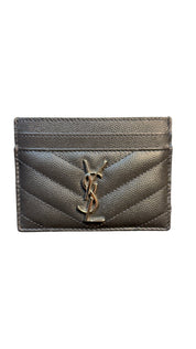 Saint Laurent Cassandre Gray Matelassé Card Holder