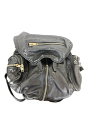 Alexander Wang Marti Rose Studded Multi Zip Black Lambskin Leather Backpack