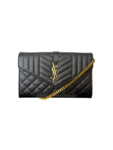 Saint Laurent Envelope Triquilt YSL Monogram Wallet On Chain