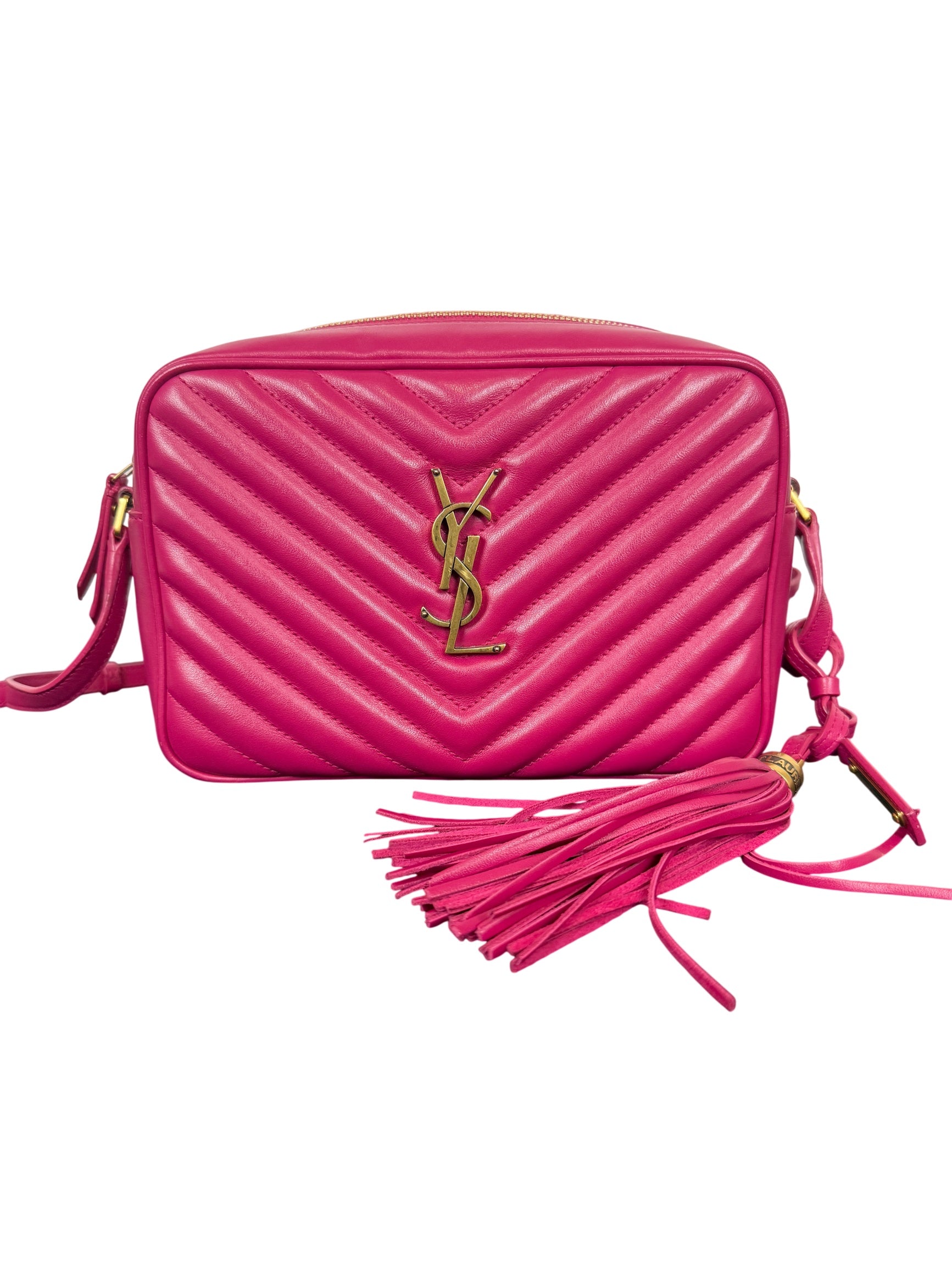 Saint Laurent Lou Pink Matelassé Calfskin Camera Bag