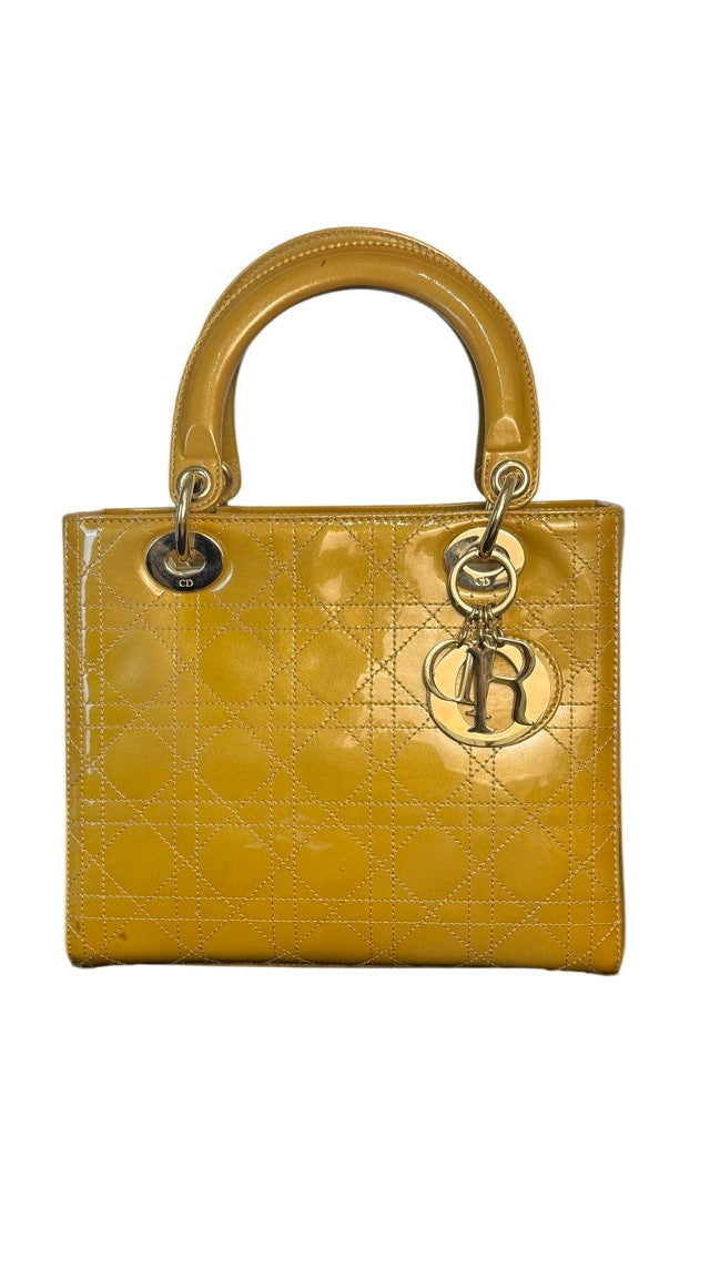 Dior Lady Dior Medium Patent Leather Handbag