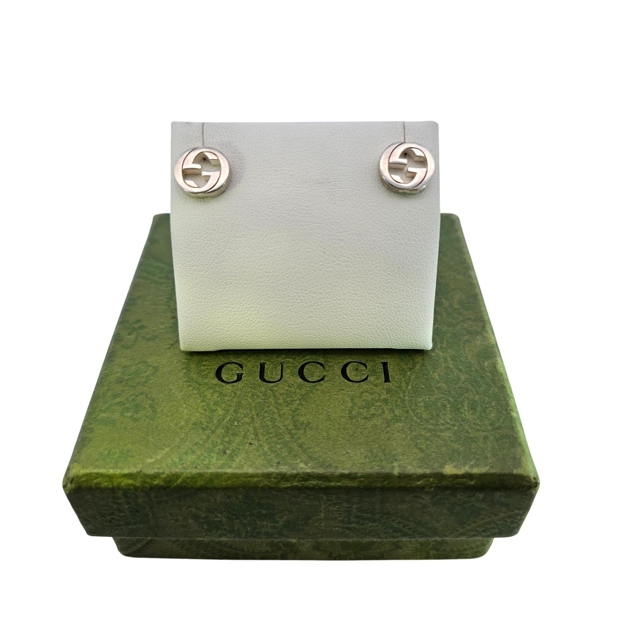 Gucci Interlocking GG Sterling Silver Stud Earrings